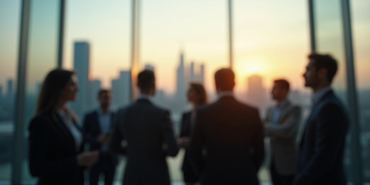 Professionelles Business-Meeting mit Skyline im Hintergrund